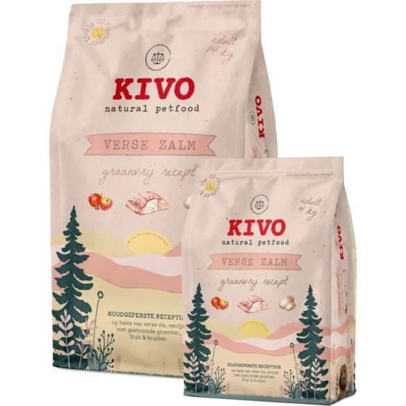 KIVO Friss lazac – gabonamentes, hipoallergén hidegen sajtolt felnőtt kutyatáp