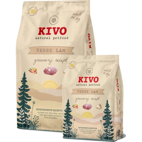 KIVO Friss bárány – gabonamentes, hipoallergén hidegen sajtolt felnőtt kutyatáp