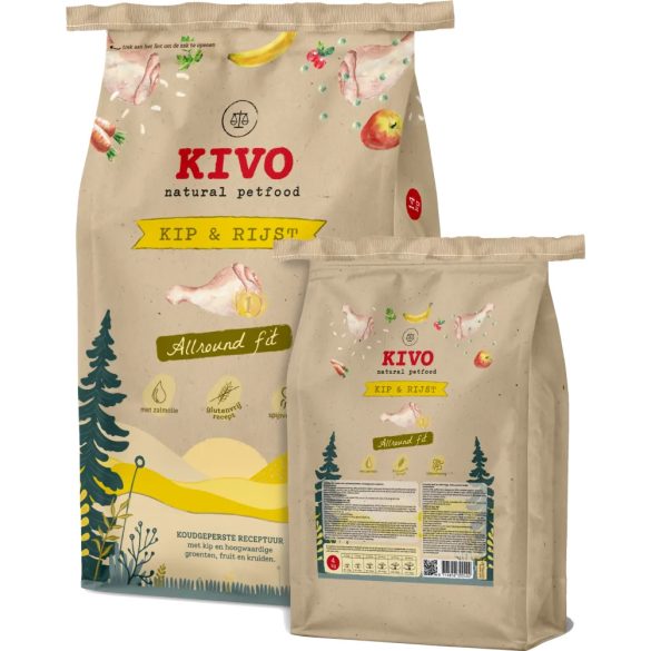 KIVO Csirke & Rizs – gluténmentes, hidegen sajtolt felnőtt kutyatáp - Mindennapi Fittség