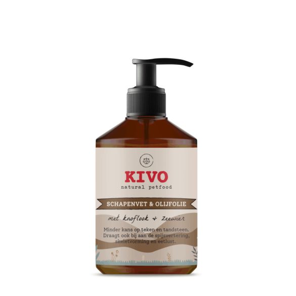 KIVO Folyékony juhzsír fokhagymával és hínárral kutyáknak 500 ml